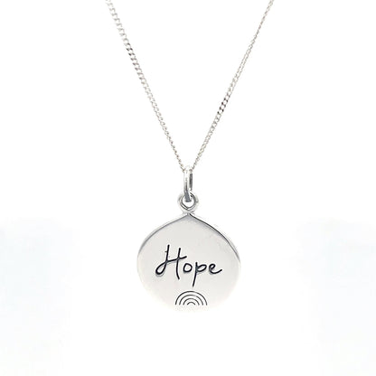 Halskette aus 925er Sterlingsilber mit Anhänger „Hoffnung“.