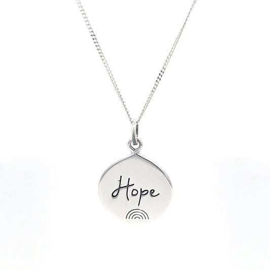 Halskette aus 925er Sterlingsilber mit Anhänger „Hoffnung“.