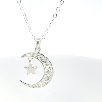 Halbmond-Halskette aus 925er Silber mit Zirkonia-Akzenten