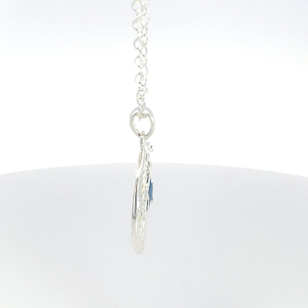 Halbmond-Halskette aus 925er Silber mit Zirkonia-Akzenten