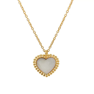 925 Silver 14K Gold-Plated Heart Necklace with Mother of Pearl