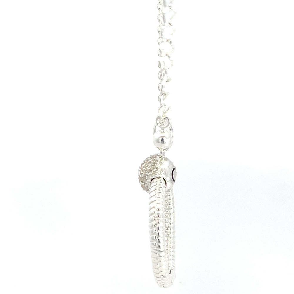 Halskette mit kreisförmigem Anhänger aus 925er Silber mit Emaille-Verzierungen