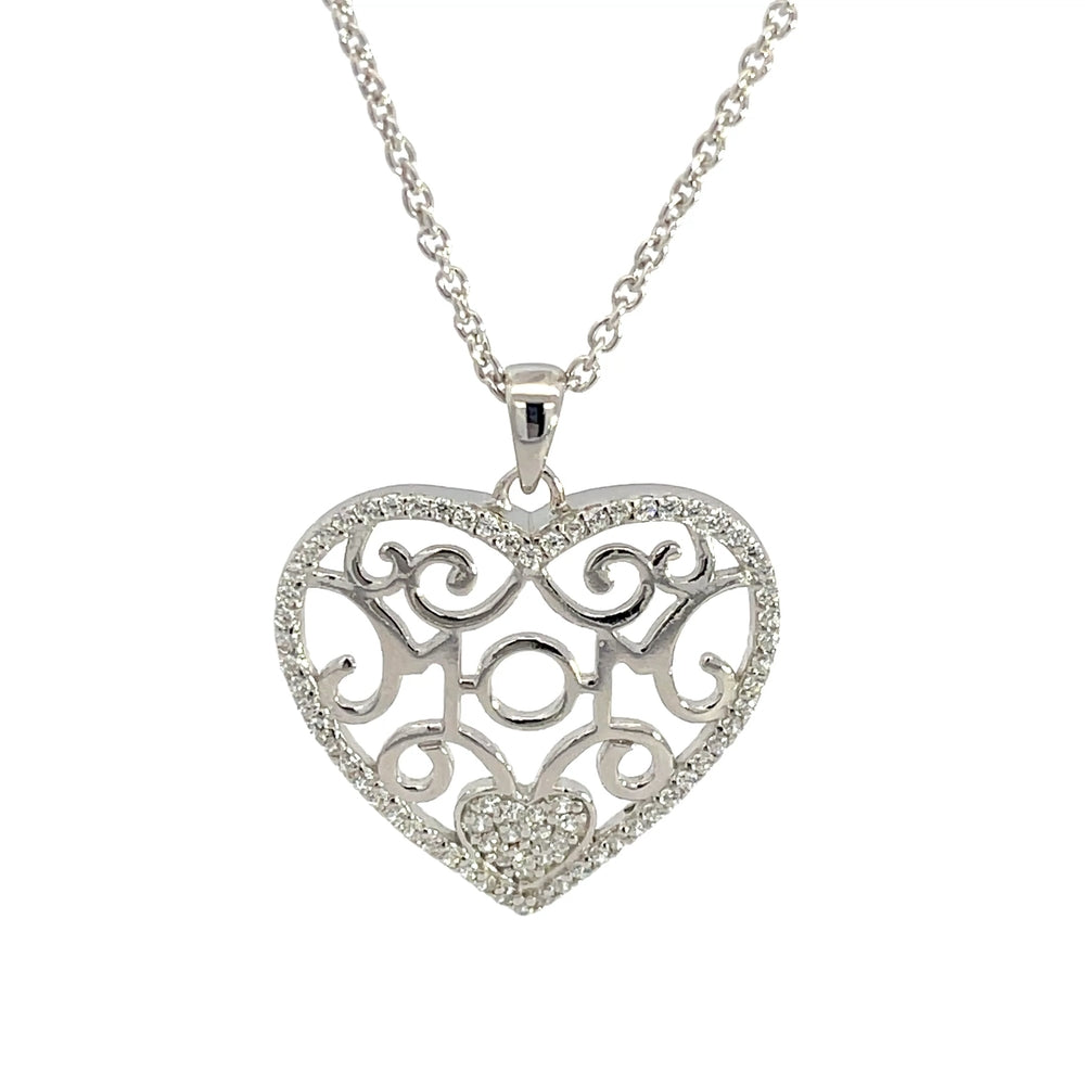 Herzanhänger-Halskette aus 925er Sterlingsilber mit Aussparungen