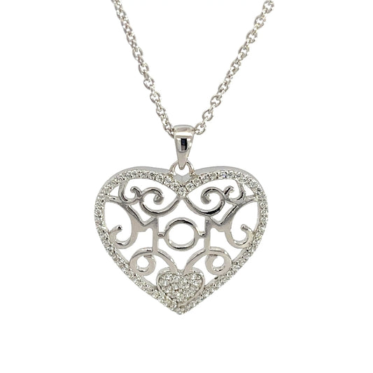 Herzanhänger-Halskette aus 925er Sterlingsilber mit Aussparungen