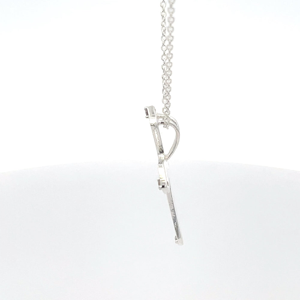 Halskette mit Kreuzanhänger aus 925er Sterlingsilber mit Perlmutt-Finish