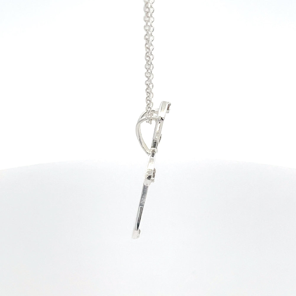 Halskette mit Kreuzanhänger aus 925er Sterlingsilber mit Perlmutt-Finish