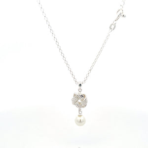 925 Silver Necklace with Pearl Drop Pendant
