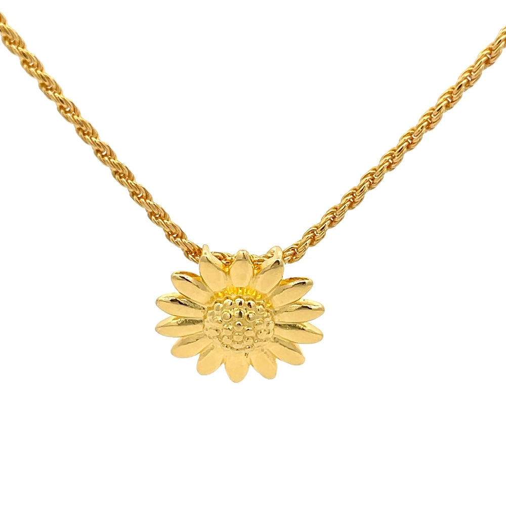 Halskette aus 925er Sterlingsilber, 14 Karat vergoldet, mit floralem Anhänger