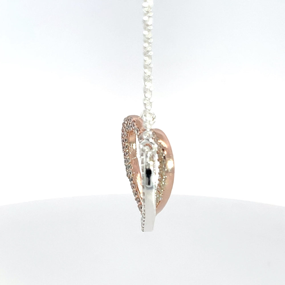 Halskette aus 925er Sterlingsilber mit offenem Herzanhänger und Zirkonia-Rand