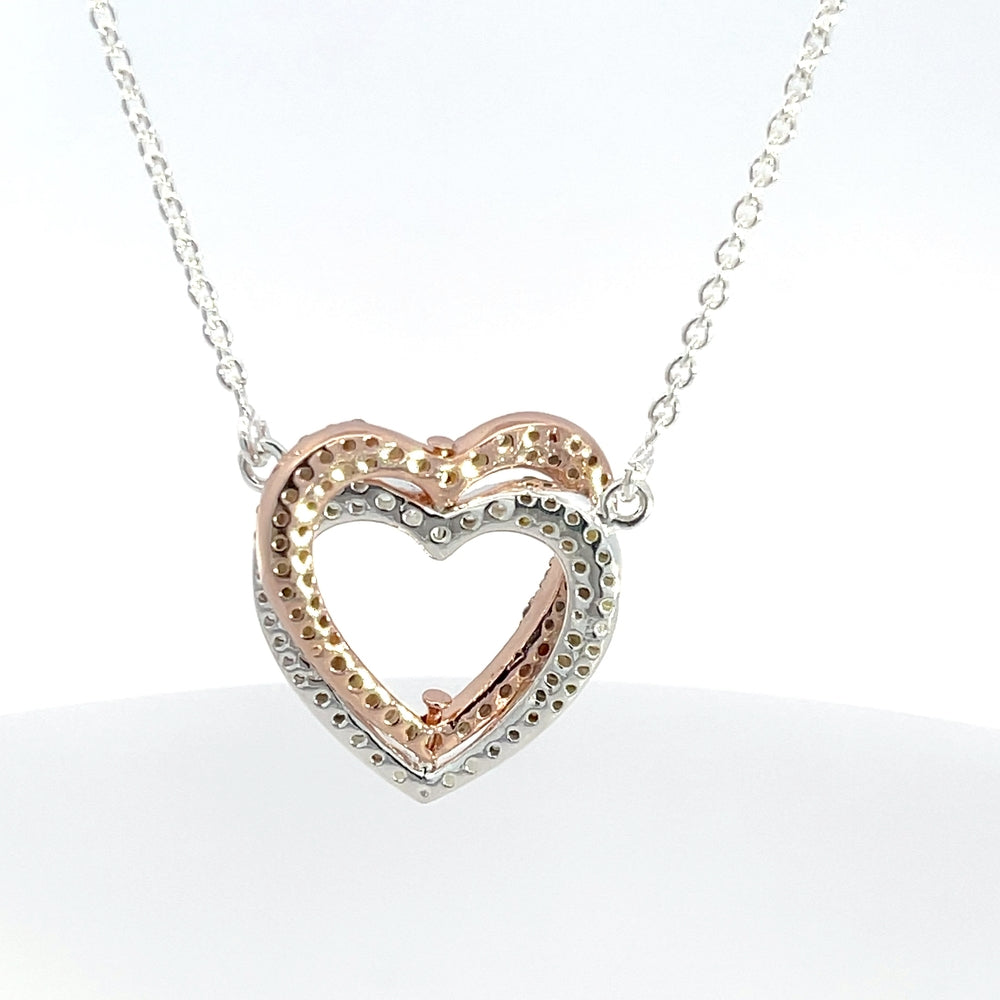 Halskette aus 925er Sterlingsilber mit offenem Herzanhänger und Zirkonia-Rand