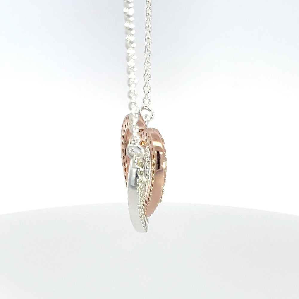 Halskette aus 925er Sterlingsilber mit offenem Herzanhänger und Zirkonia-Rand