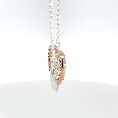 Halskette aus 925er Sterlingsilber mit offenem Herzanhänger und Zirkonia-Rand