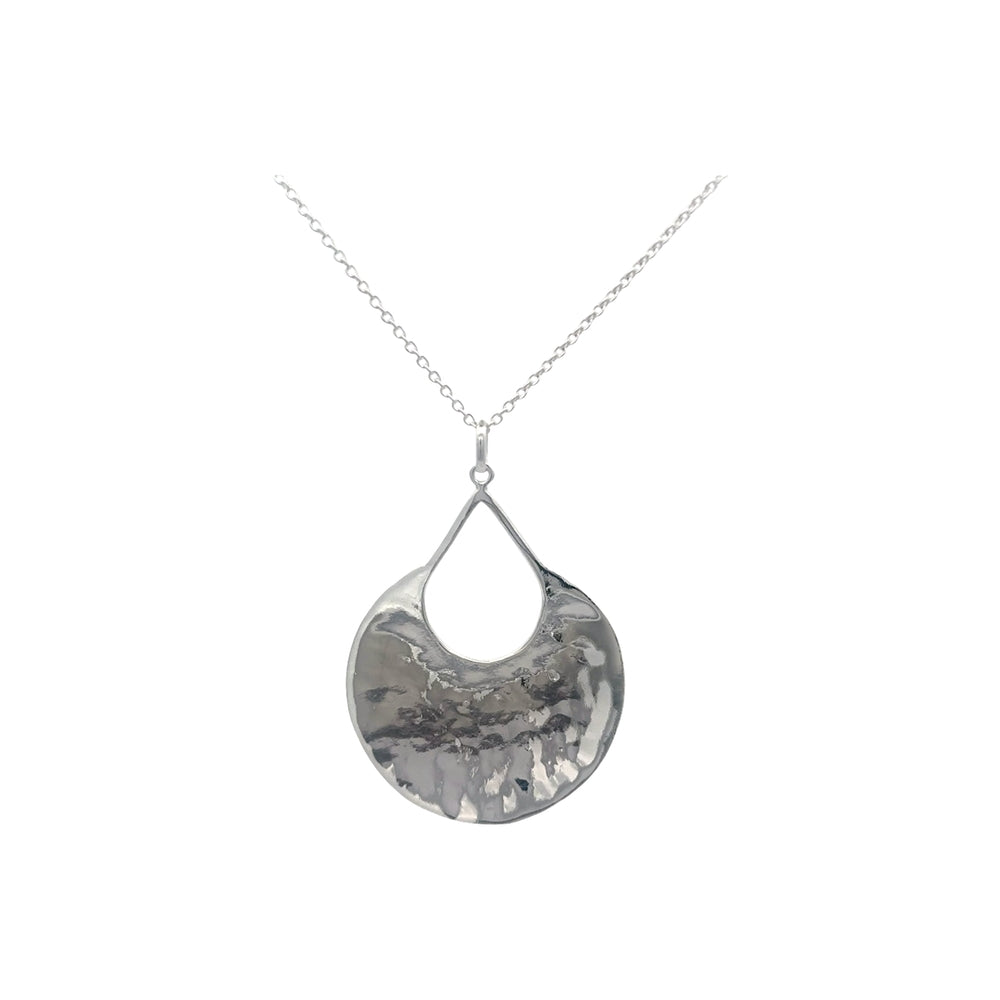 925 Silver Eclipse Hammered Pendant Necklace
