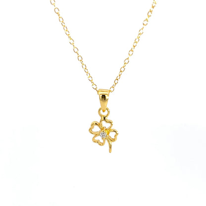 Halskette aus 925er Sterlingsilber, 14 Karat vergoldet, mit Kleeblatt-Anhänger