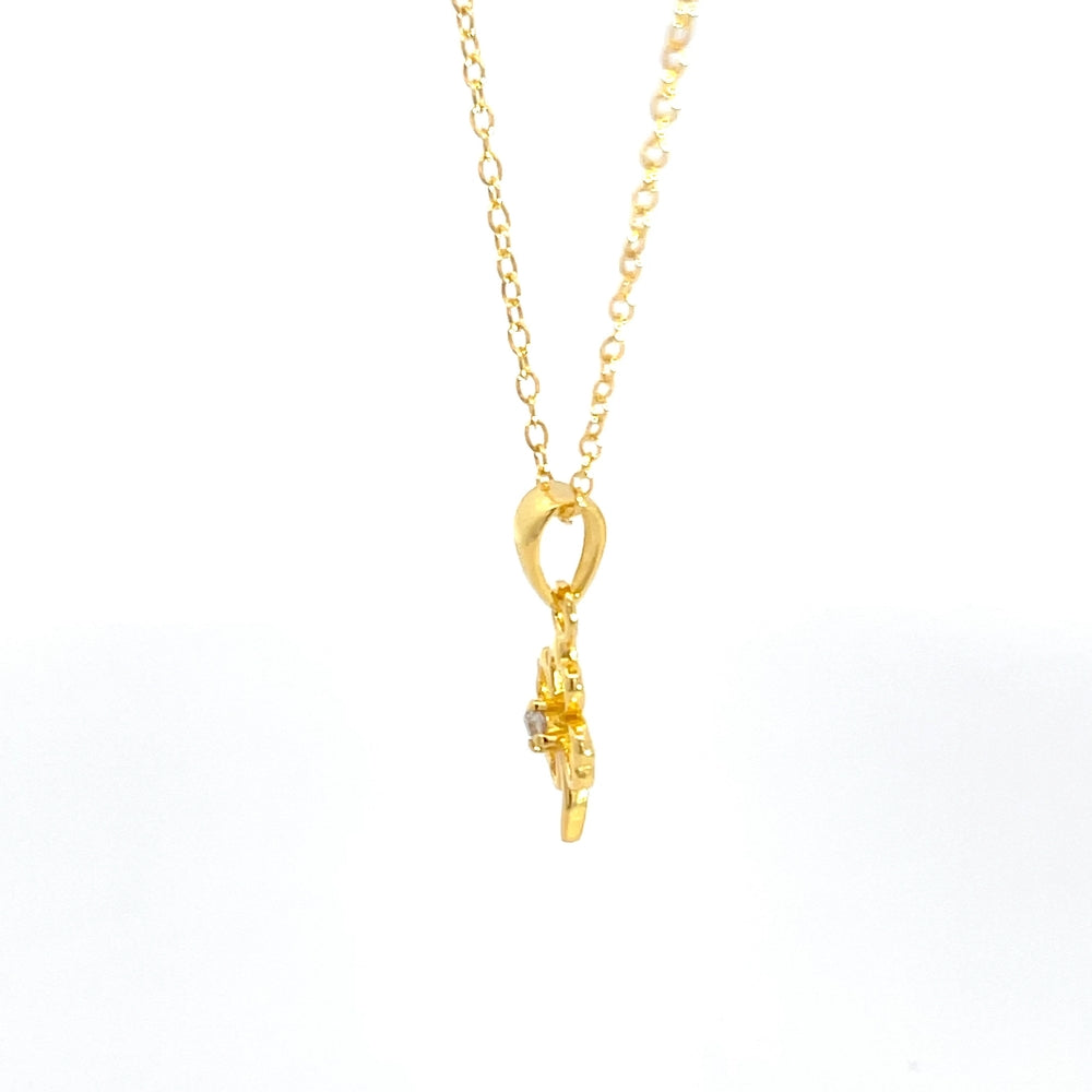 Halskette aus 925er Sterlingsilber, 14 Karat vergoldet, mit Kleeblatt-Anhänger