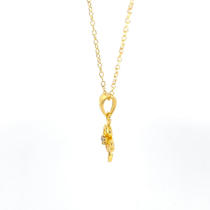 Halskette aus 925er Sterlingsilber, 14 Karat vergoldet, mit Kleeblatt-Anhänger