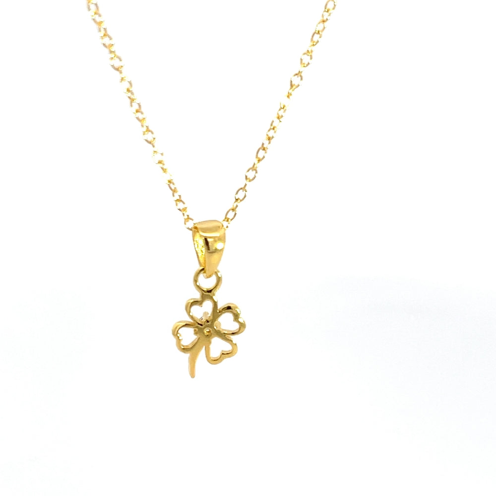 Halskette aus 925er Sterlingsilber, 14 Karat vergoldet, mit Kleeblatt-Anhänger