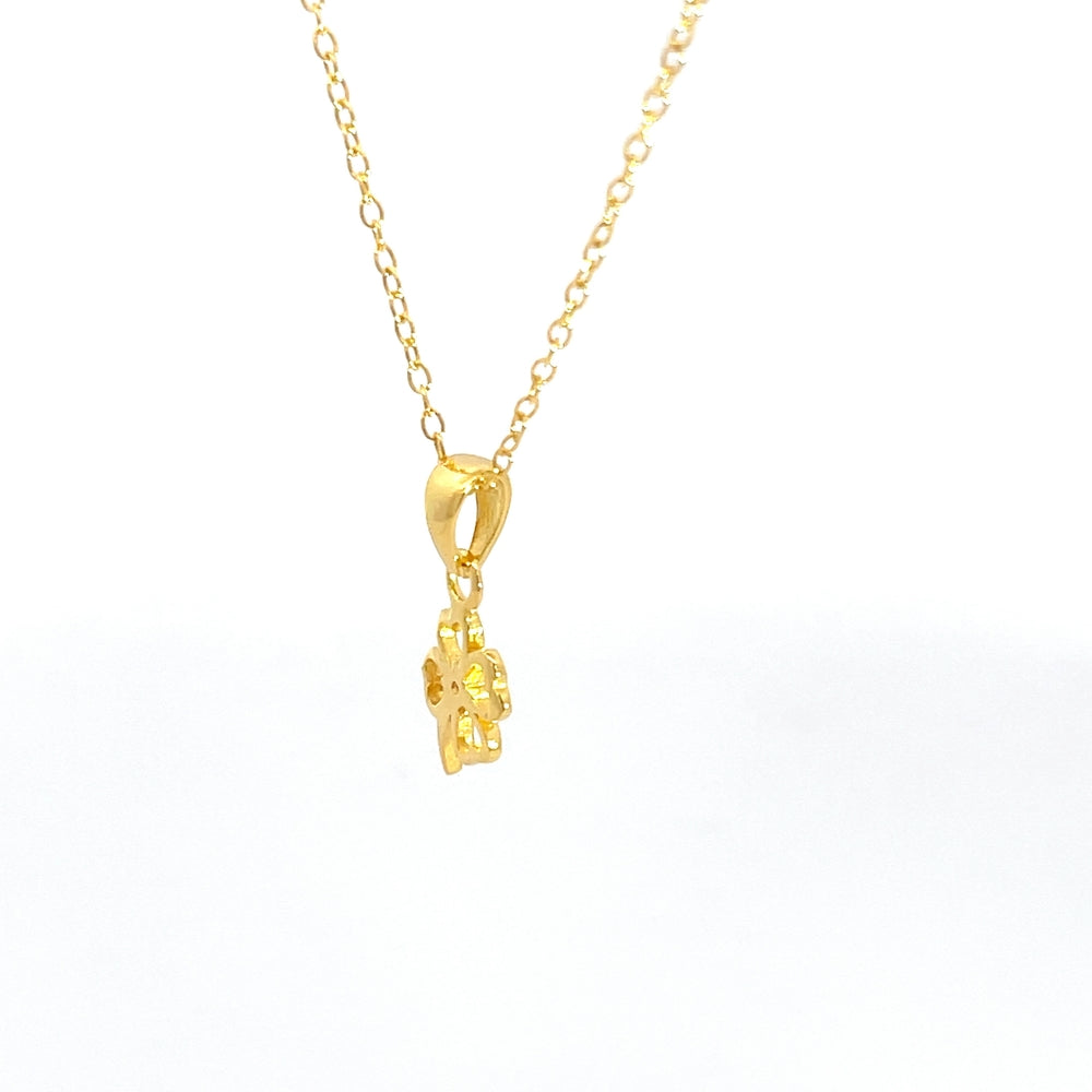 Halskette aus 925er Sterlingsilber, 14 Karat vergoldet, mit Kleeblatt-Anhänger