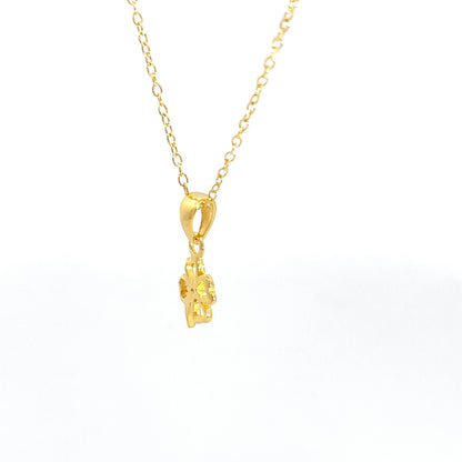 Halskette aus 925er Sterlingsilber, 14 Karat vergoldet, mit Kleeblatt-Anhänger