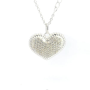 925 Silver Heart Pendant Necklace with cluster stone setting