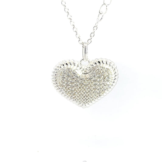 Halskette mit Herzanhänger aus 925er Sterlingsilber und Steinbesatz