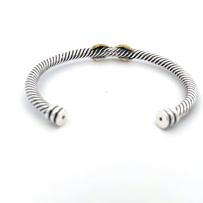 Armreif aus 925er Sterlingsilber mit 14-karätig gelbvergoldetem X-Akzent – offenes Manschettendesign