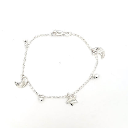 Armband aus 925er Silber mit Mond- und Sternanhängern – Himmlischer Stil