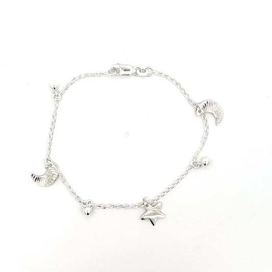 Armband aus 925er Silber mit Mond- und Sternanhängern – Himmlischer Stil