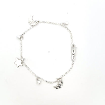 Armband aus 925er Silber mit Mond- und Sternanhängern – Himmlischer Stil