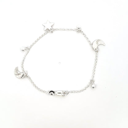 Armband aus 925er Silber mit Mond- und Sternanhängern – Himmlischer Stil