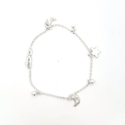 Armband aus 925er Silber mit Mond- und Sternanhängern – Himmlischer Stil