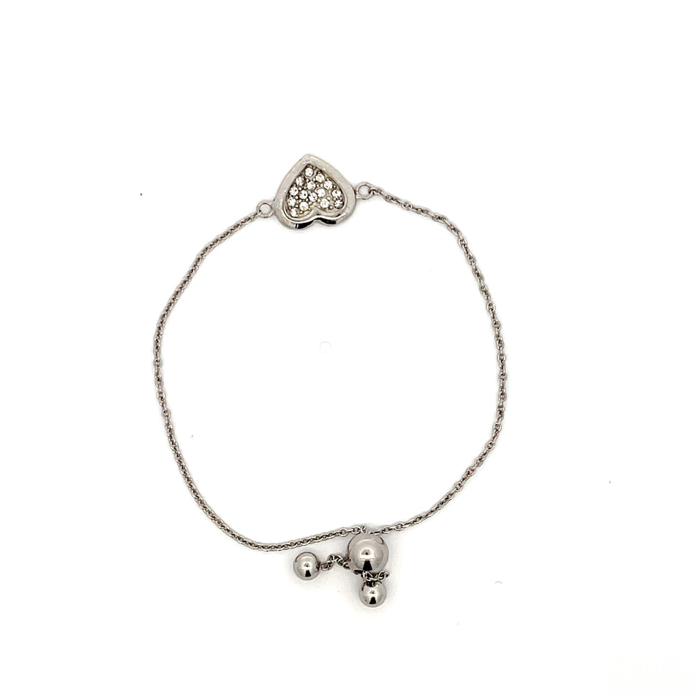 Verstellbares Armband aus 925er Silber mit Herzapplikation – für Kinder