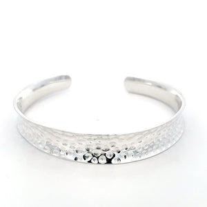 925 Silver Hammered Open Cuff Bangle – Textured Elegance