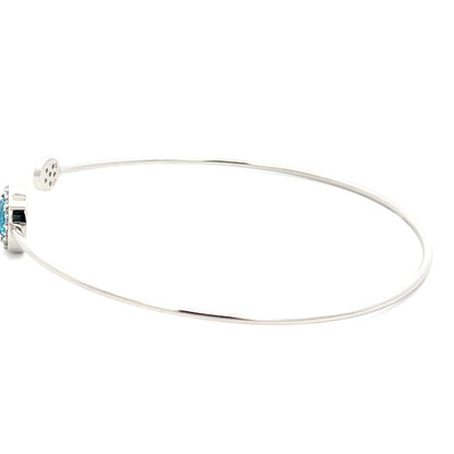 Offener Armreif aus 925er Silber mit blauem Zirkonia