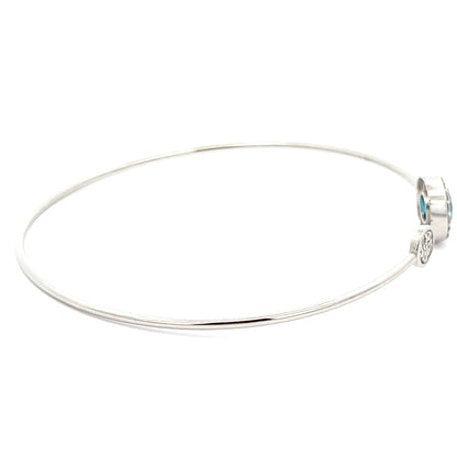 Offener Armreif aus 925er Silber mit blauem Zirkonia