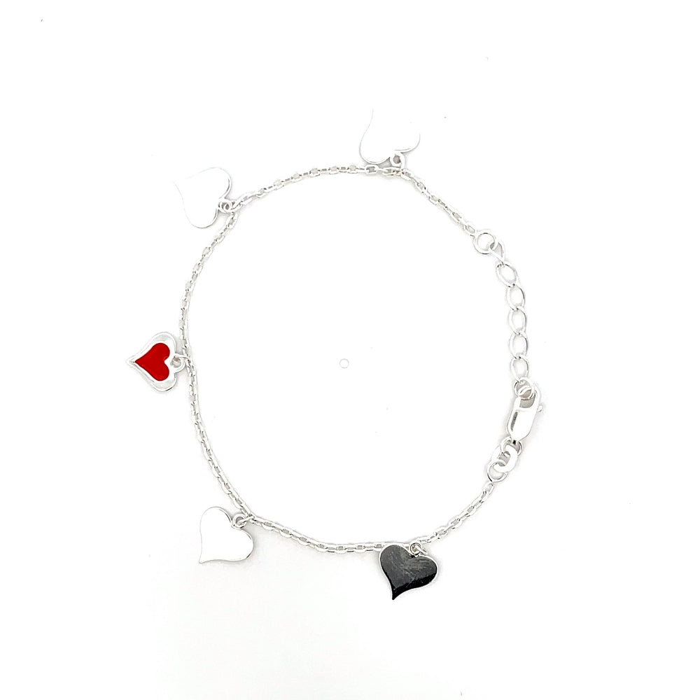 925er Silber Kinder-Herzanhänger-Armband