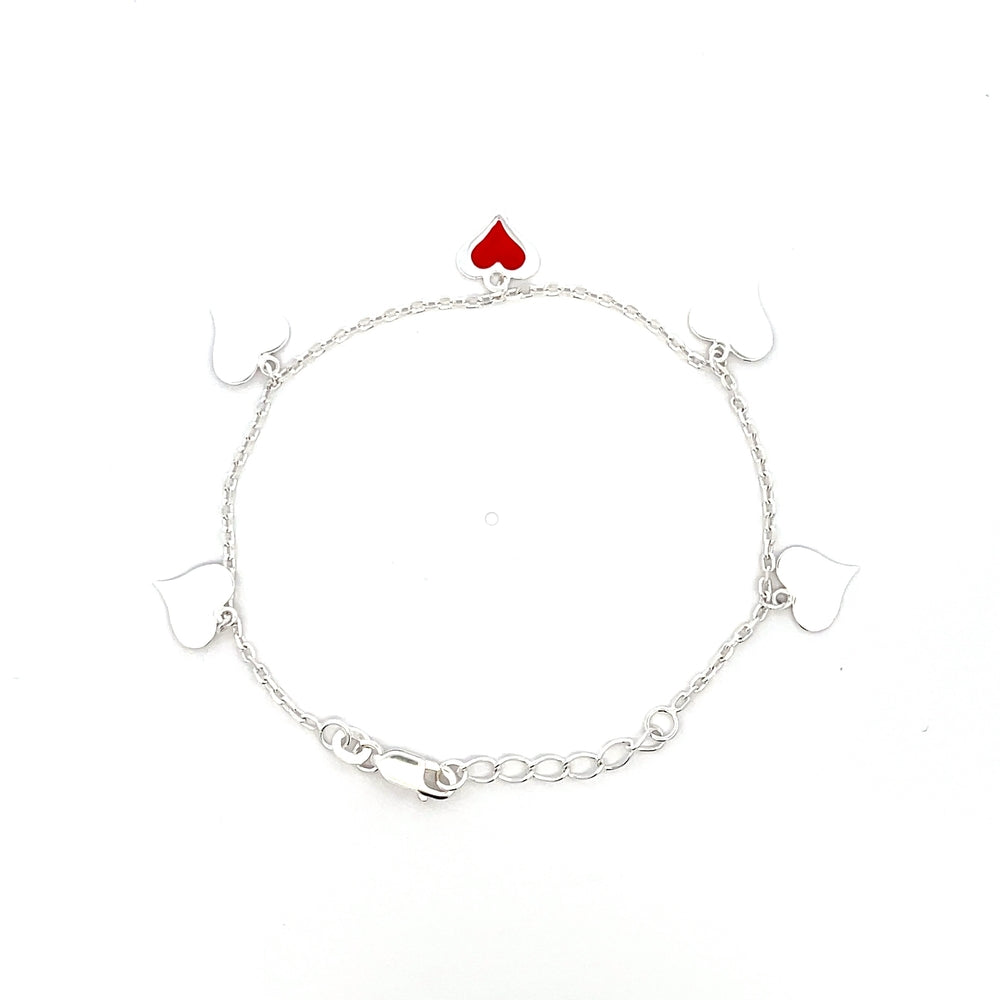 925er Silber Kinder-Herzanhänger-Armband