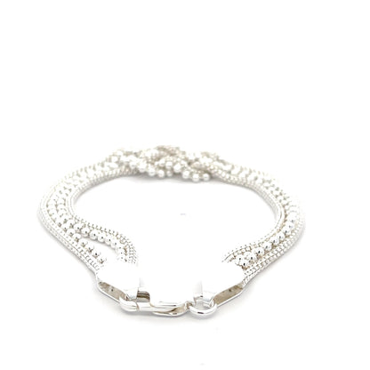 Doppellagiges Armband aus 925er Silber mit zentralem Knoten