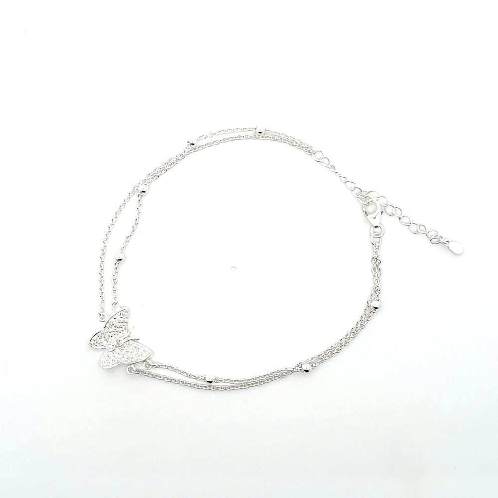 Fußkettchen mit Schmetterlingsanhänger aus 925er Silber – Verstellbar