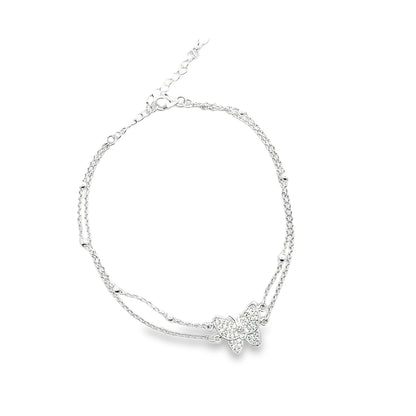 Fußkettchen mit Schmetterlingsanhänger aus 925er Silber – Verstellbar