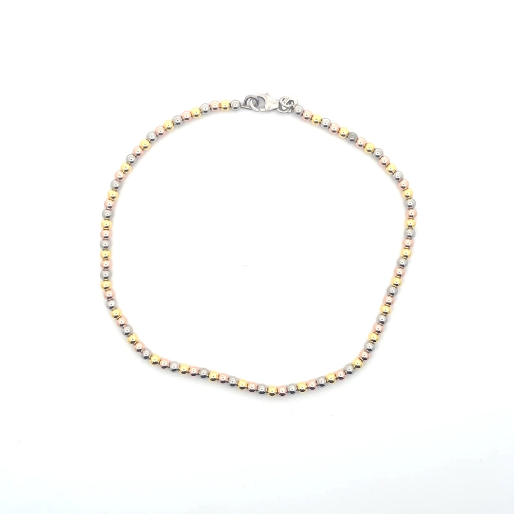 Perlenfußkettchen aus 925er Sterlingsilber mit goldenen Akzenten – Everyday Glow