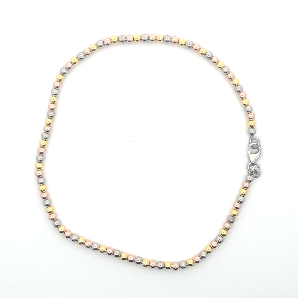 Perlenfußkettchen aus 925er Sterlingsilber mit goldenen Akzenten – Everyday Glow