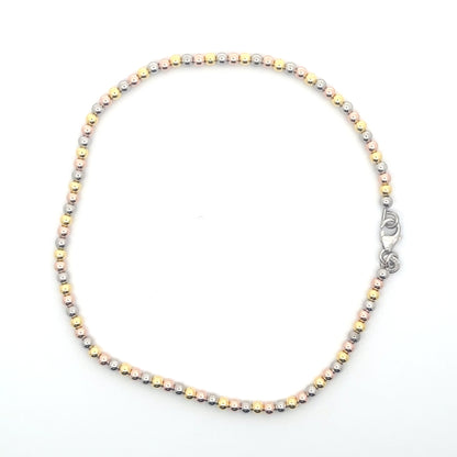 Perlenfußkettchen aus 925er Sterlingsilber mit goldenen Akzenten – Everyday Glow