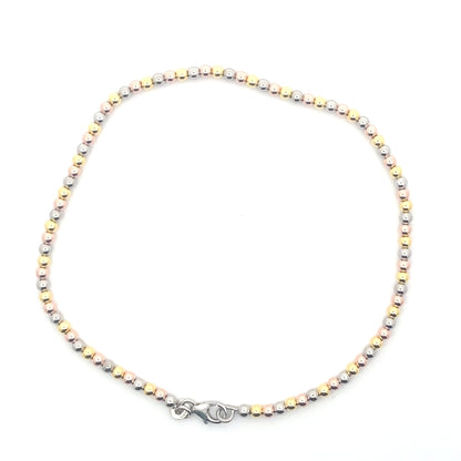 Perlenfußkettchen aus 925er Sterlingsilber mit goldenen Akzenten – Everyday Glow