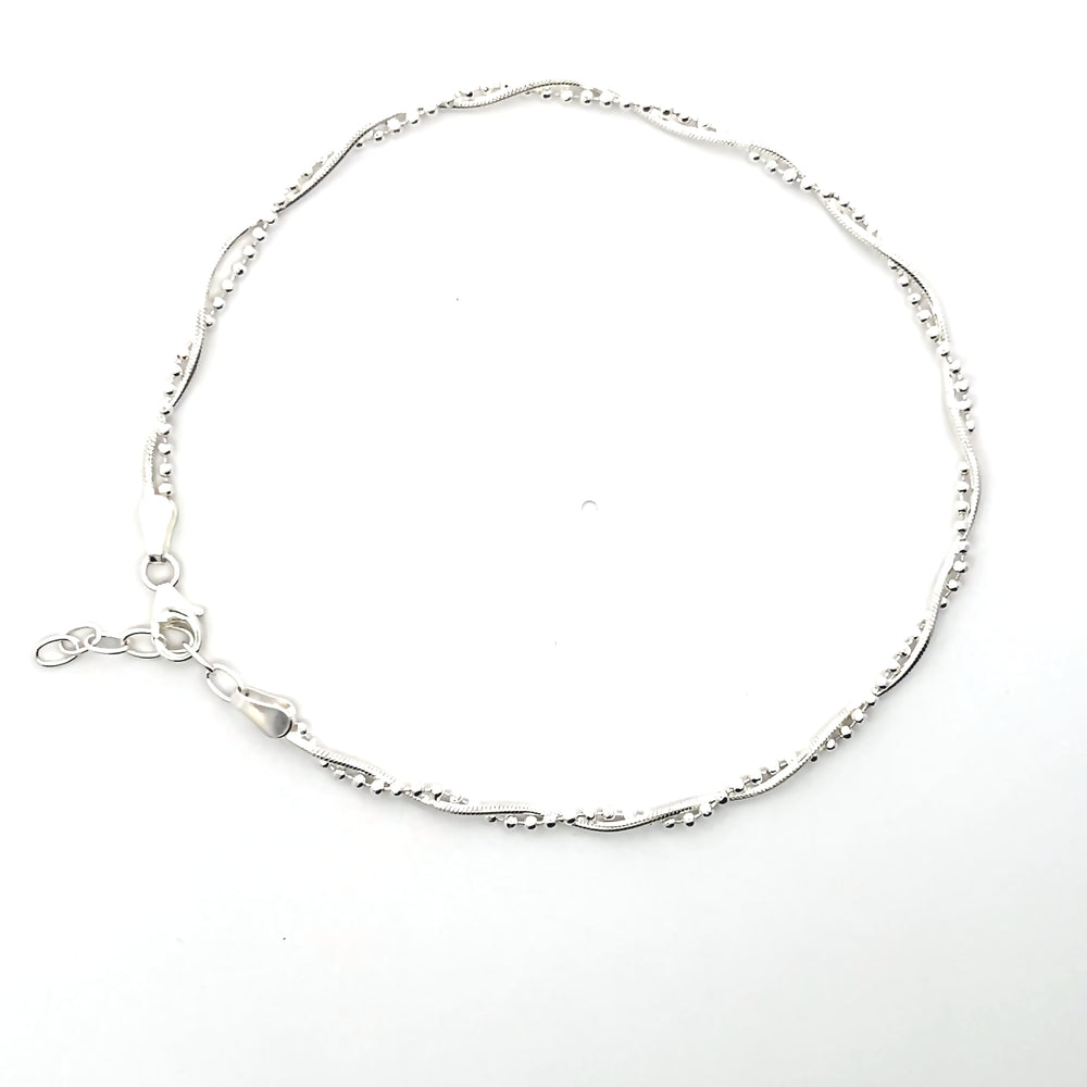 Fußkettchen aus 925er Sterlingsilber mit Strukturkette – minimalistischer Stil