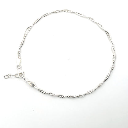 Fußkettchen aus 925er Sterlingsilber mit Strukturkette – minimalistischer Stil