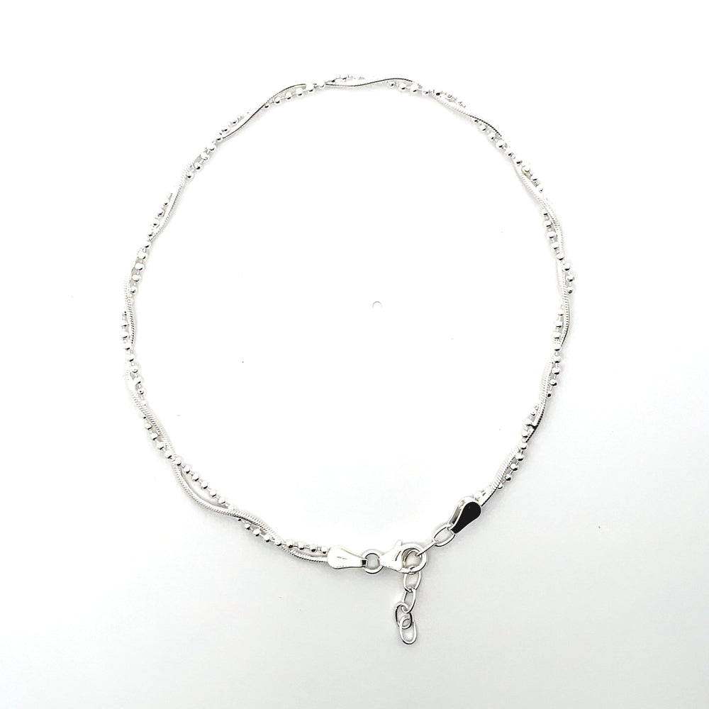 Fußkettchen aus 925er Sterlingsilber mit Strukturkette – minimalistischer Stil