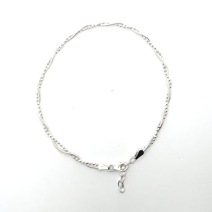 Fußkettchen aus 925er Sterlingsilber mit Strukturkette – minimalistischer Stil