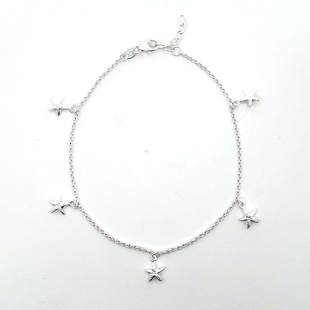 Fußkettchen aus 925er Silber mit Sternanhängern – Verspielter Glanz