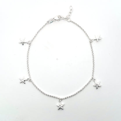 Fußkettchen aus 925er Silber mit Sternanhängern – Verspielter Glanz